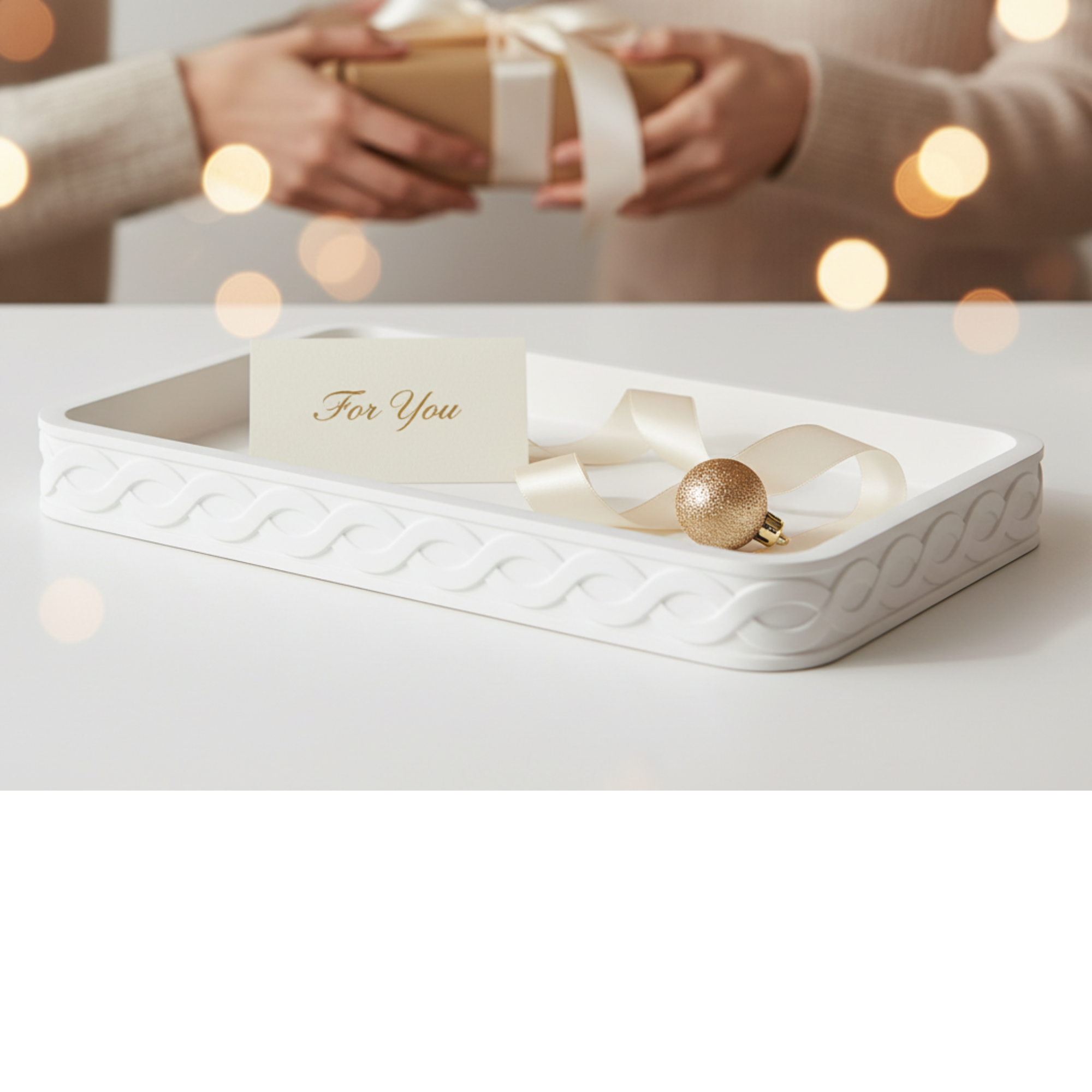 Decorative tray styled for gifting